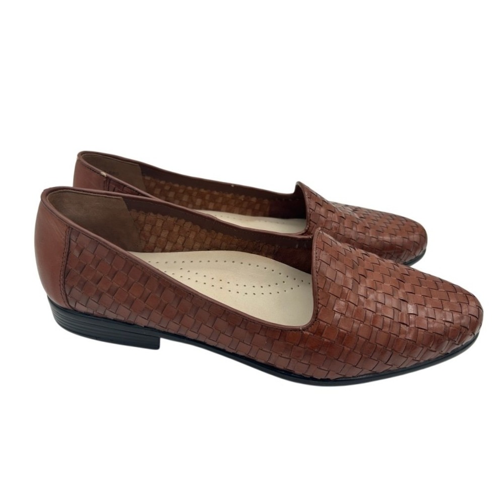 Trotters Brown Woven Leather Loafers Women's Size 11 M Slip On Shoes T5158 580